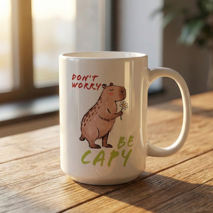 Kubek z kapibarą Don't Worry Be Capy prezent chill