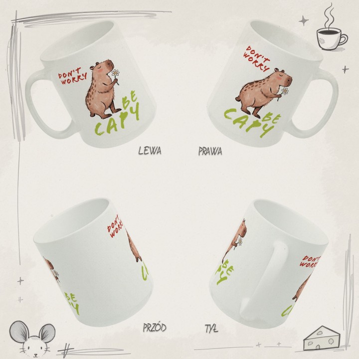 Kubek z kapibarą Don't Worry Be Capy prezent chill