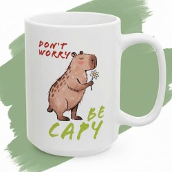 Kubek z nadrukiem „Don’t Worry Be Capy” – urocza kapibara chill