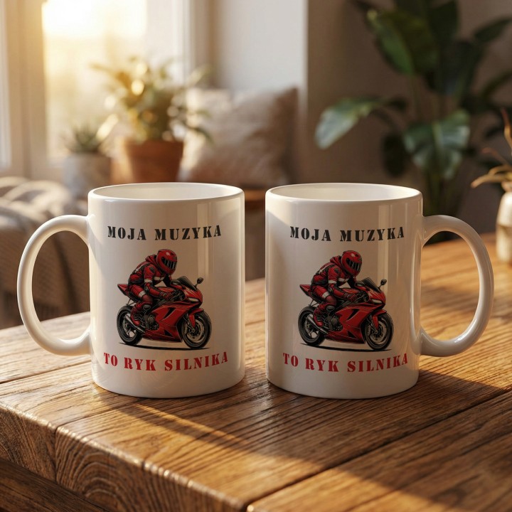 Kubek dla motocyklisty Moja muzyka to ryk silnika prezent dla fana motorów