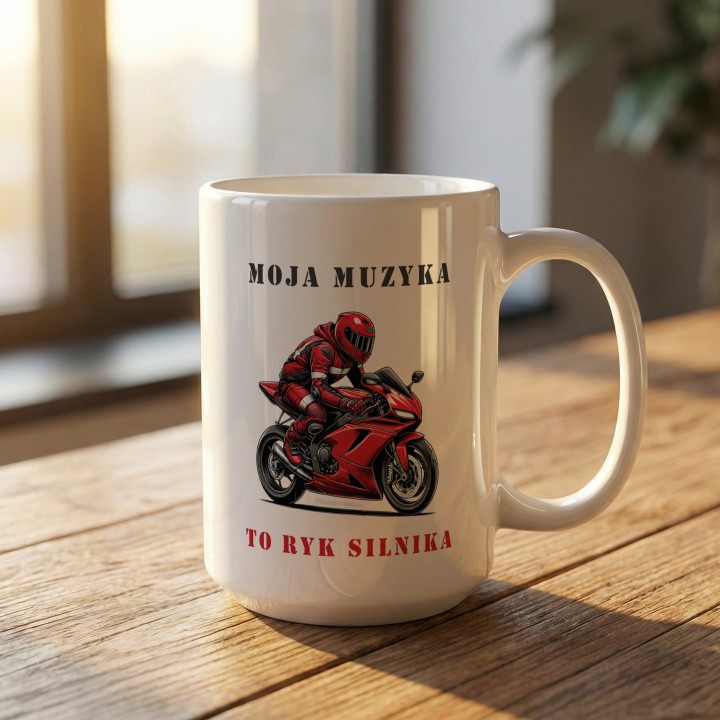 Kubek dla motocyklisty Moja muzyka to ryk silnika prezent dla fana motorów