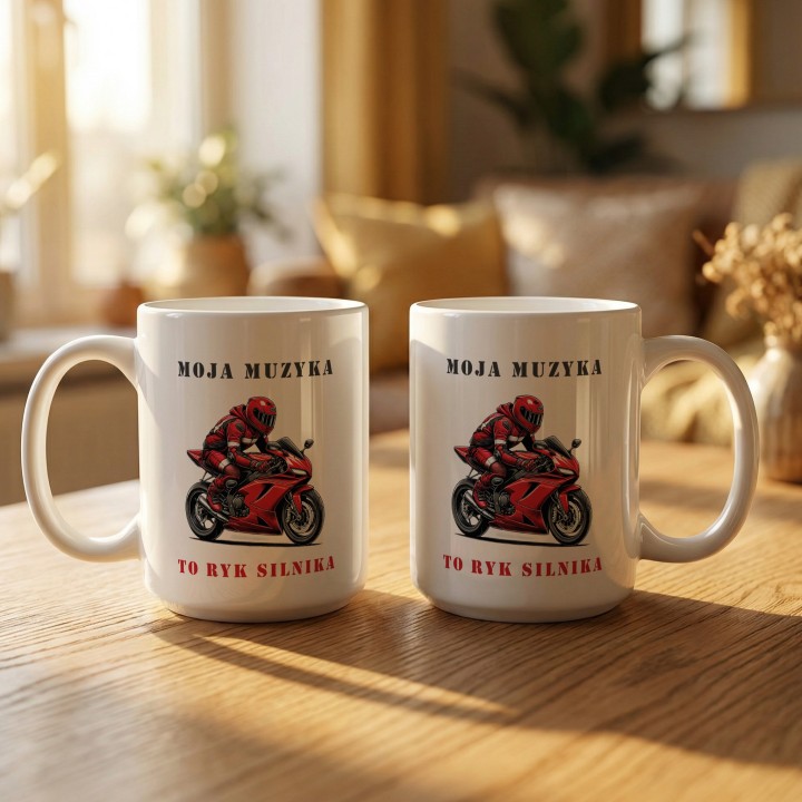 Kubek dla motocyklisty Moja muzyka to ryk silnika prezent dla fana motorów
