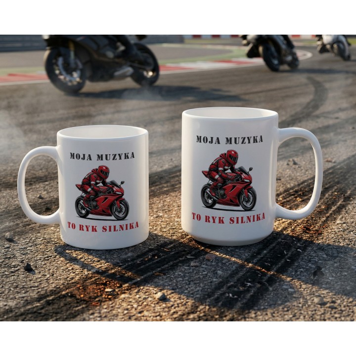 Kubek dla motocyklisty Moja muzyka to ryk silnika prezent dla fana motorów