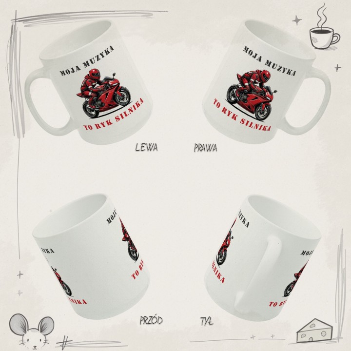 Kubek dla motocyklisty Moja muzyka to ryk silnika prezent dla fana motorów