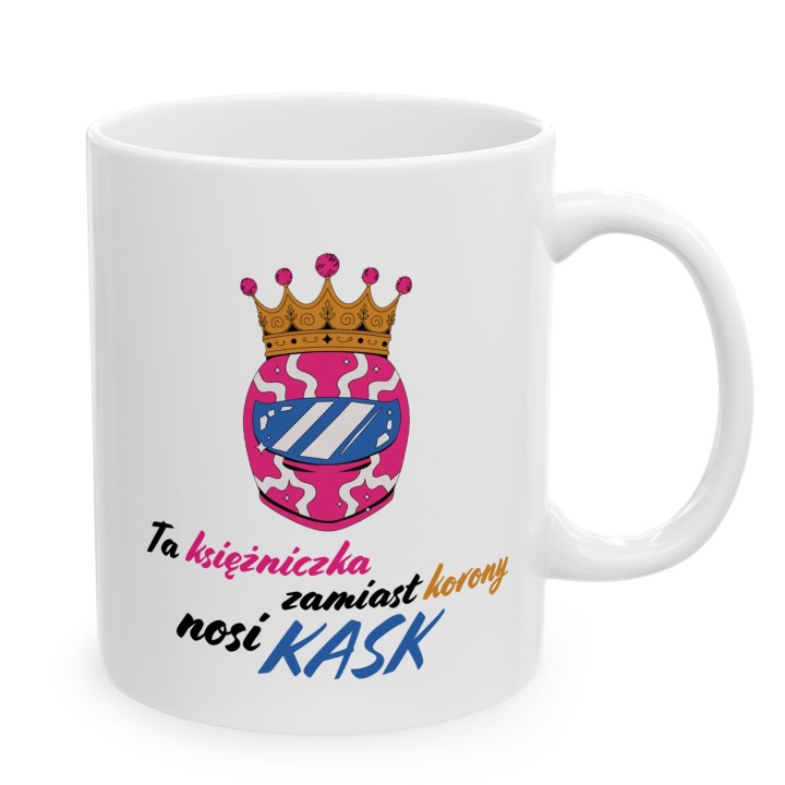Kubek Ta księżniczka zamiast korony nosi KASK prezent dla motocyklistki