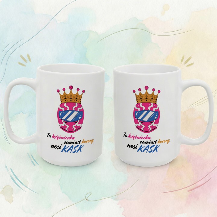 Kubek Ta księżniczka zamiast korony nosi KASK prezent dla motocyklistki