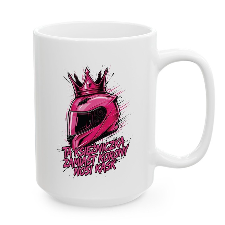 Kubek dla motocyklistki Ta księżniczka zamiast korony nosi KASK art splash