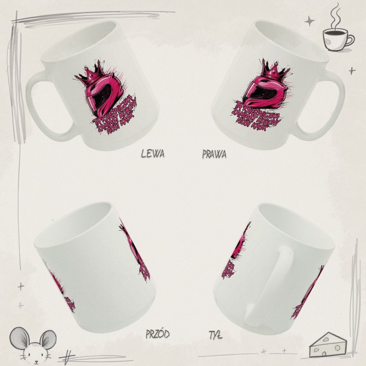 Kubek dla motocyklistki Ta księżniczka zamiast korony nosi KASK art splash