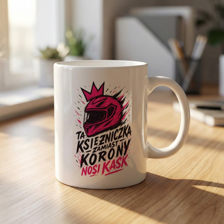 Kubek Ta księżniczka zamiast korony nosi KASK street art graffiti