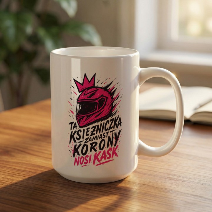 Kubek Ta księżniczka zamiast korony nosi KASK street art graffiti