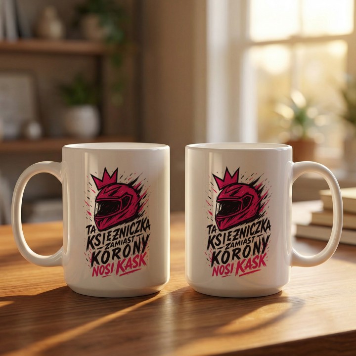 Kubek Ta księżniczka zamiast korony nosi KASK street art graffiti