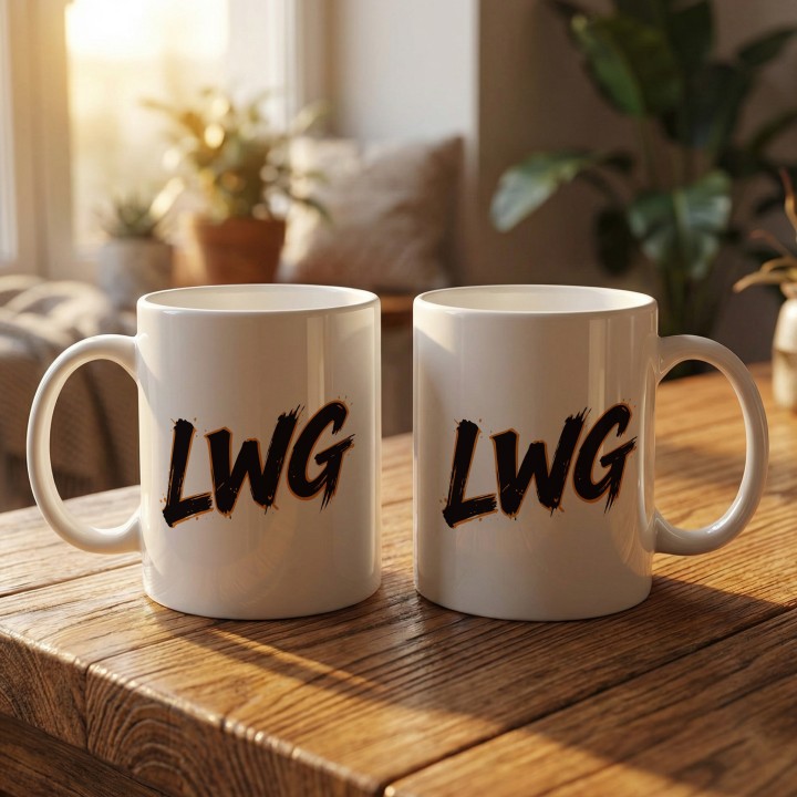 Kubek LWG Lewa w górze pomarańczowy prezent dla motocyklisty