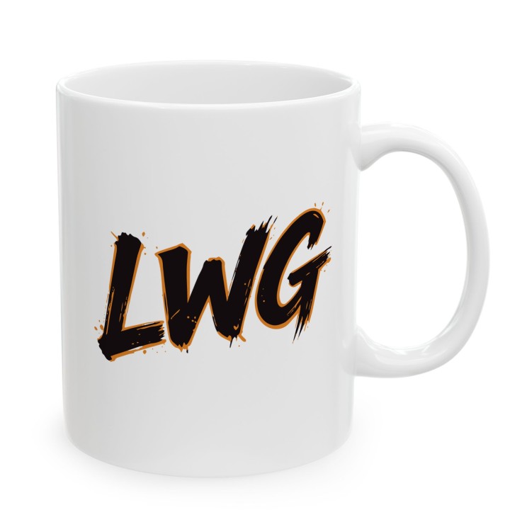 Kubek LWG Lewa w górze pomarańczowy prezent dla motocyklisty