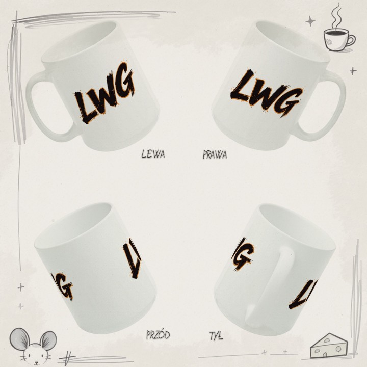 Kubek LWG Lewa w górze pomarańczowy prezent dla motocyklisty