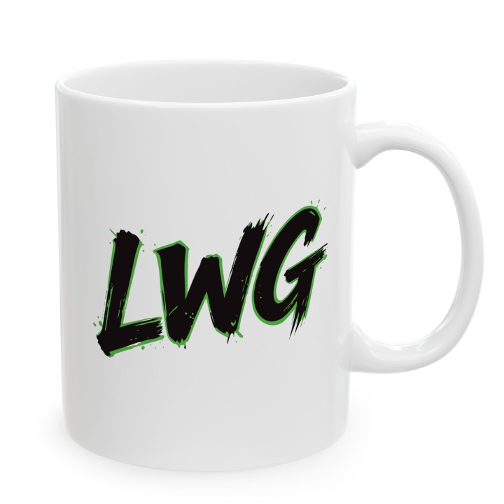 Kubek LWG zielony motocyklowy prezent Lewa w górze