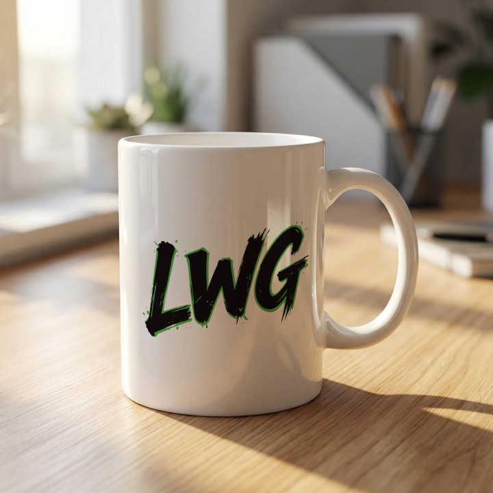 Kubek LWG zielony motocyklowy prezent Lewa w górze