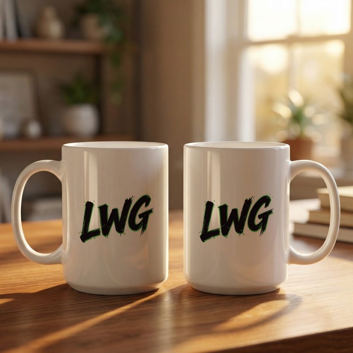 Kubek LWG zielony motocyklowy prezent Lewa w górze