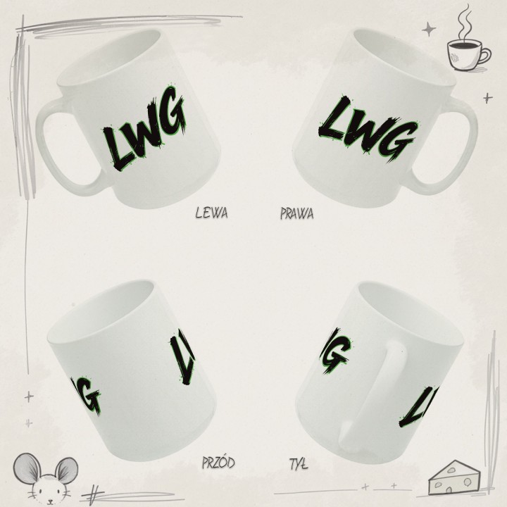 Kubek LWG zielony motocyklowy prezent Lewa w górze