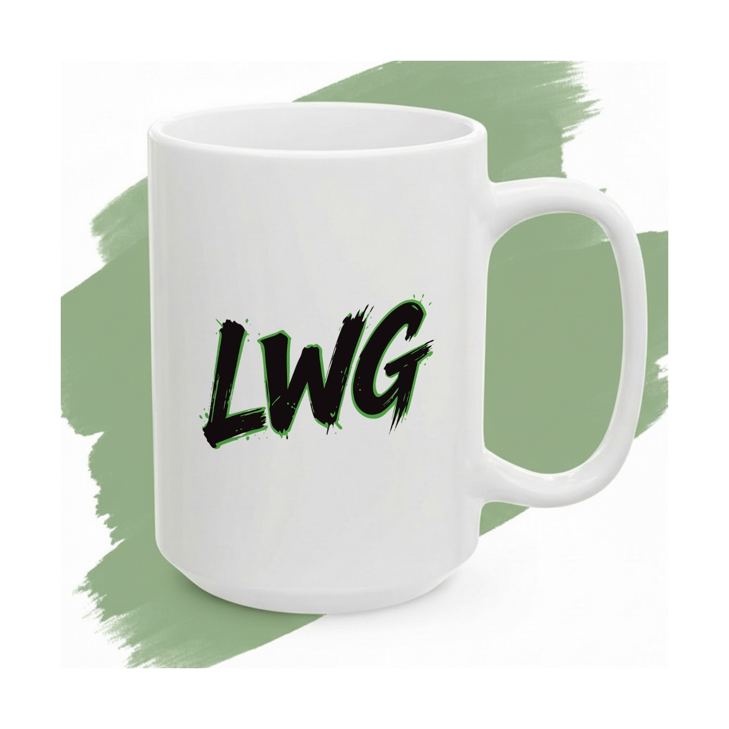 Kubek z nadrukiem LWG Lewa w górze zielony grunge