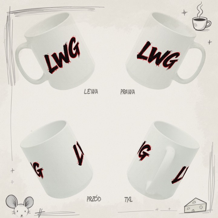 Kubek LWG czerwony prezent dla fana motocykli Lewa w górze