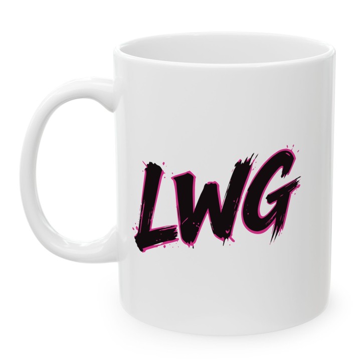 Kubek LWG dla motocyklistki prezent Lewa w górze