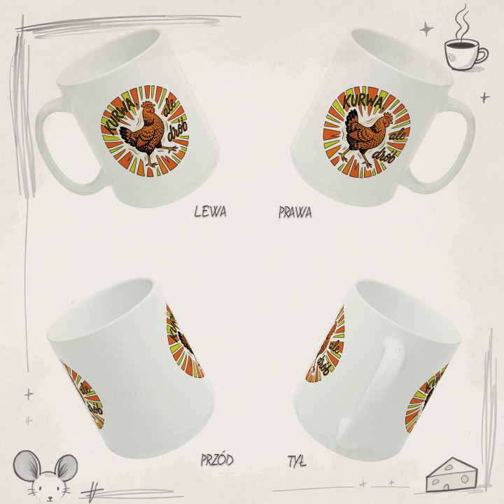 Kubek z nadrukiem "KURWA, ale drób" – śmieszna kura prezent z humorem