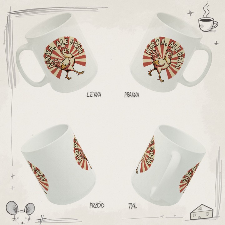 Śmieszny Kubek z Nadrukiem Kurwa Ale Drób Kogut Prezent