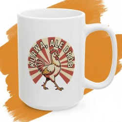 Kubek z nadrukiem Kurwa, Ale Drób – memiczny prezent z kogutem