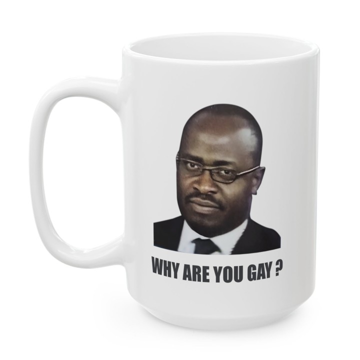 Kubek meme „WHY ARE YOU GAY?” do biura dla kumpla mem