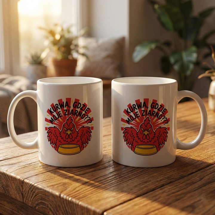 Śmieszny Kubek z Nadrukiem Kurwa Gdzie Moje Ziarno Prezent Hajs