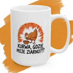 Kubek z nadrukiem Kurwa Gdzie Moje Ziarno – windykacyjny gadżet dla freelancera