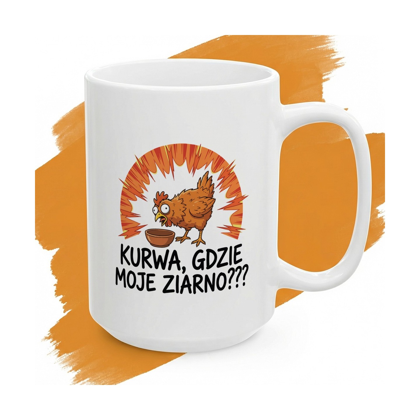 Kubek z nadrukiem Kurwa Gdzie Moje Ziarno – windykacyjny gadżet dla freelancera