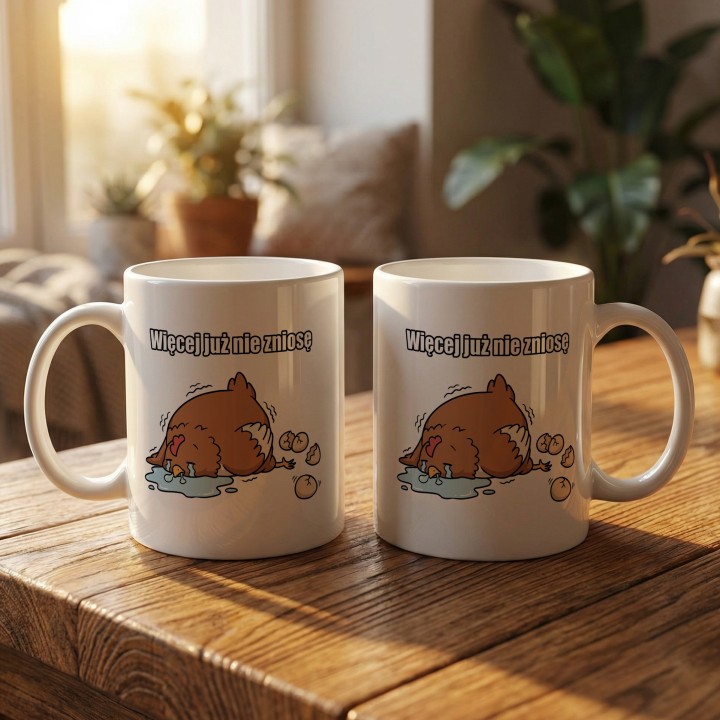 Śmieszny Kubek Więcej Już Nie Zniosę Wyczerpana Kura Prezent na Stres