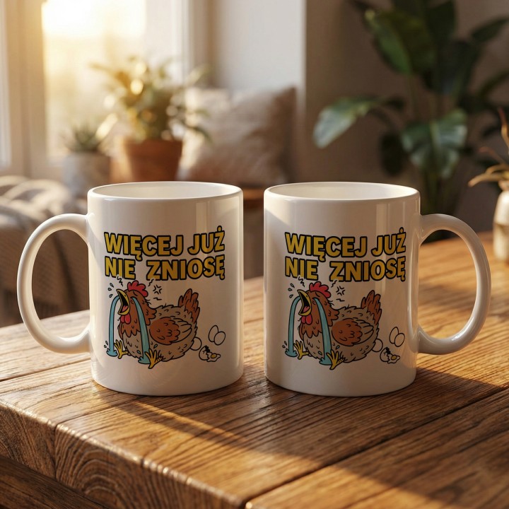 Śmieszny Kubek Więcej Już Nie Zniosę Rycząca Kura Prezent dla Przepracowanych