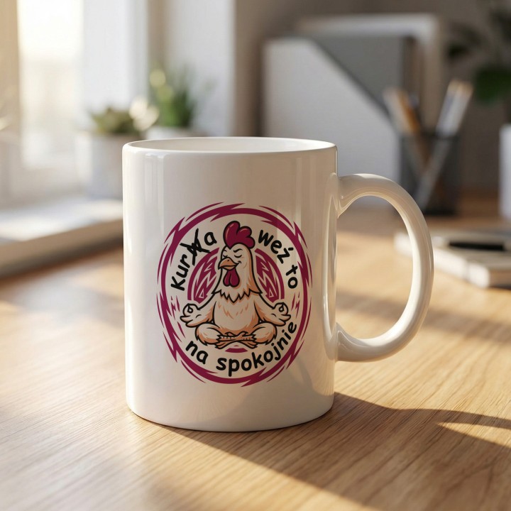 Śmieszny Kubek Gra Słów Kura Weź To Na Spokojnie Prezent Na Stres