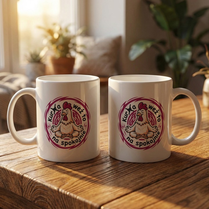 Śmieszny Kubek Gra Słów Kura Weź To Na Spokojnie Prezent Na Stres