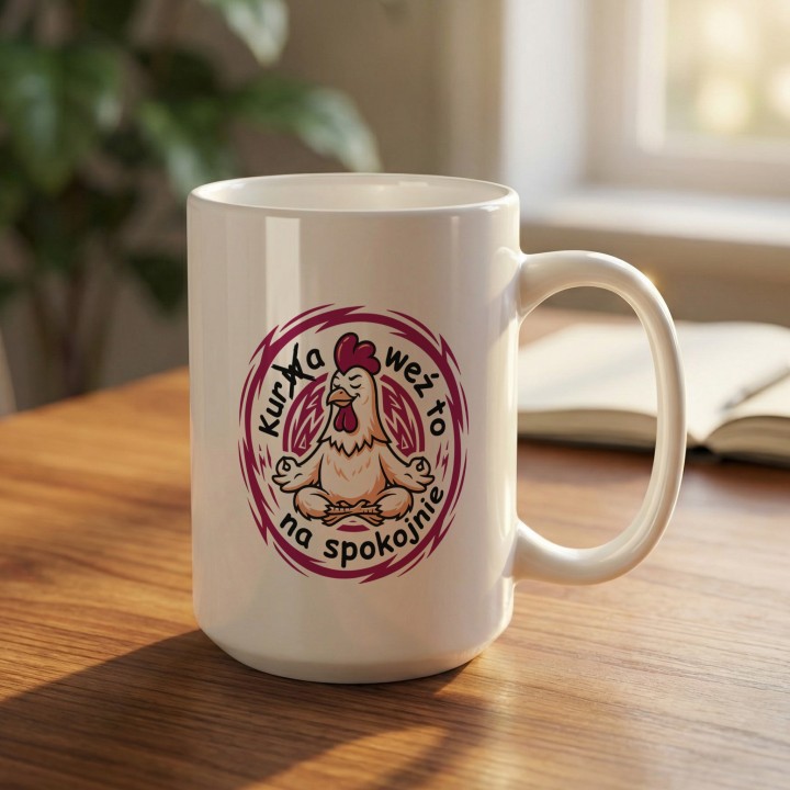 Śmieszny Kubek Gra Słów Kura Weź To Na Spokojnie Prezent Na Stres
