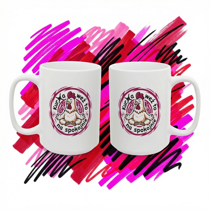 Śmieszny Kubek Gra Słów Kura Weź To Na Spokojnie Prezent Na Stres