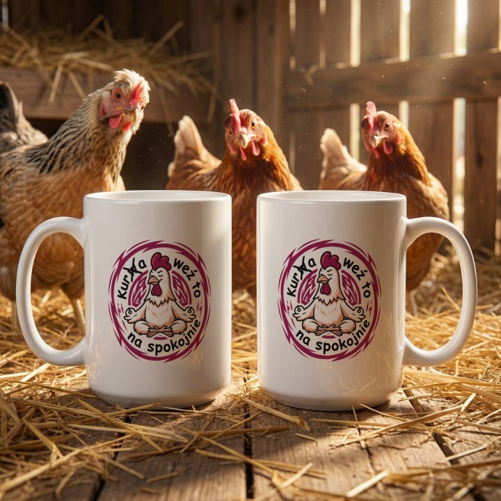 Śmieszny Kubek Gra Słów Kura Weź To Na Spokojnie Prezent Na Stres