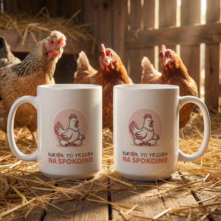 Śmieszny Kubek Gra Słów Kura To Trzeba Na Spokojnie Prezent Na Stres