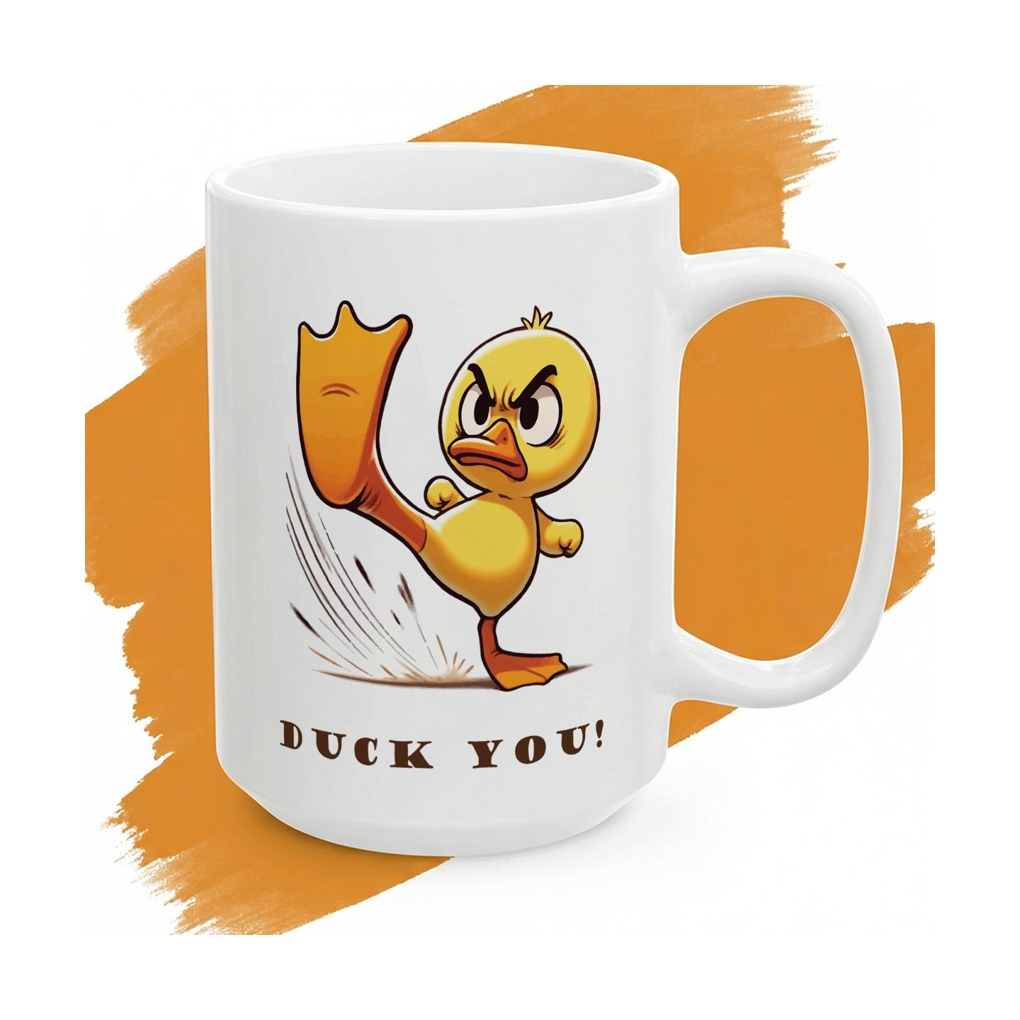Kubek z nadrukiem Duck You! – waleczna kaczka i cięta riposta