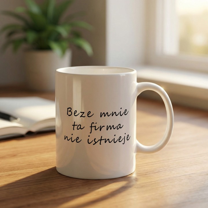 Kubek do biura – „Beze mnie ta firma nie istnieje” dla szefa i pracownika