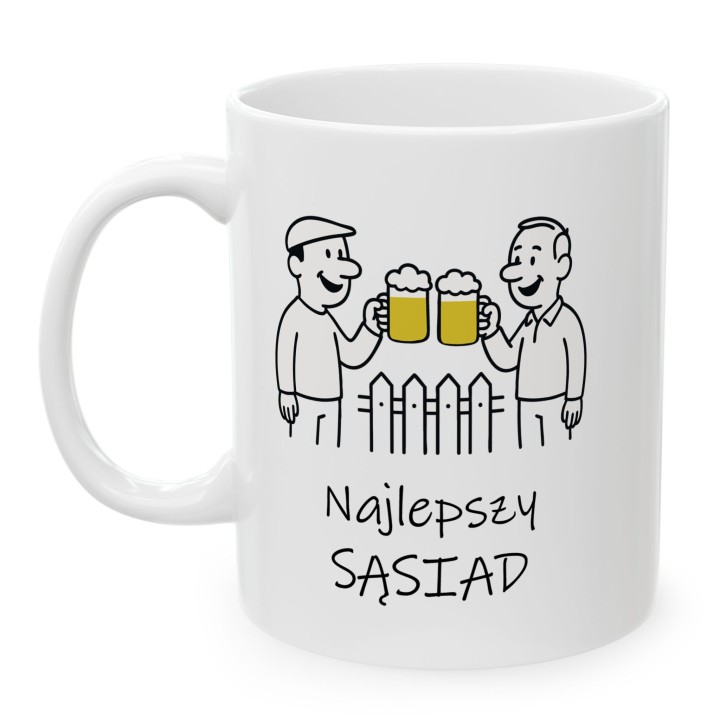 Kubek dla sąsiada Najlepszy Sąsiad – prezent z nadrukiem piwo płot