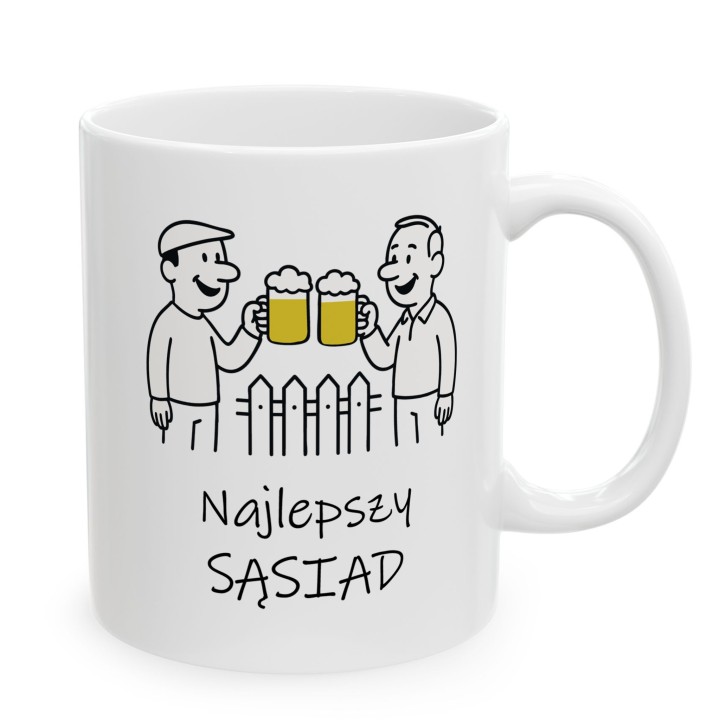 Kubek dla sąsiada Najlepszy Sąsiad – prezent z nadrukiem piwo płot