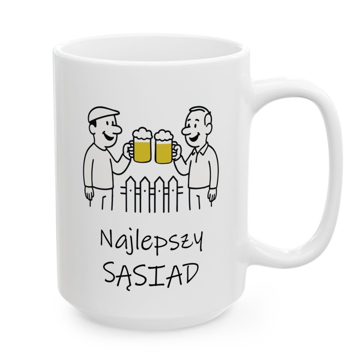Kubek dla sąsiada Najlepszy Sąsiad – prezent z nadrukiem piwo płot