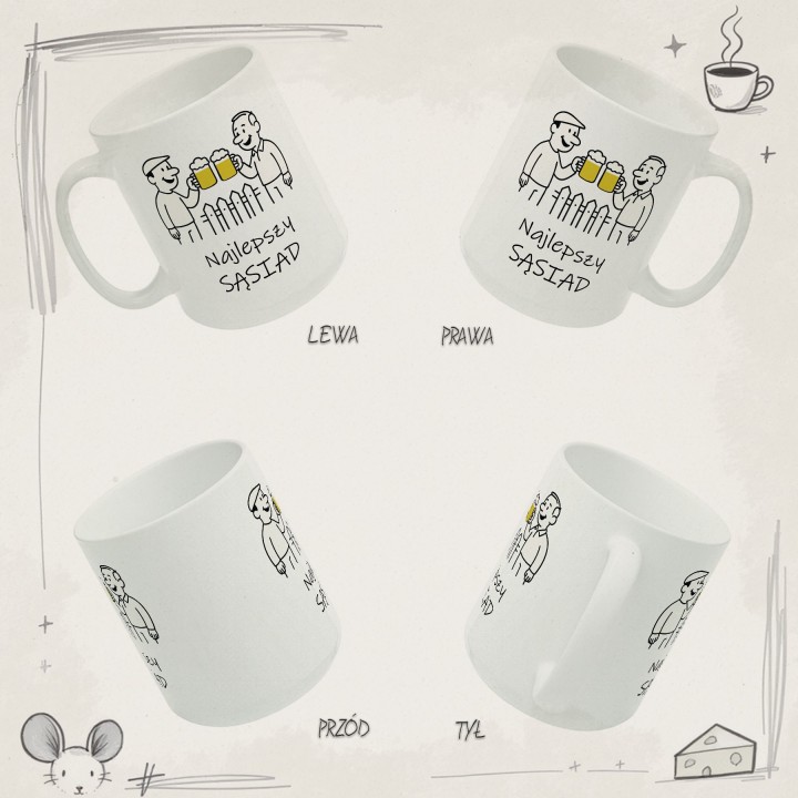 Kubek dla sąsiada Najlepszy Sąsiad – prezent z nadrukiem piwo płot