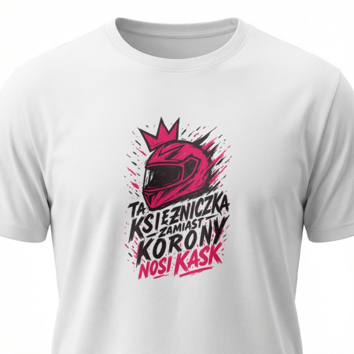 Koszulka dla motocyklistki Ta księżniczka zamiast korony nosi kask – prezent