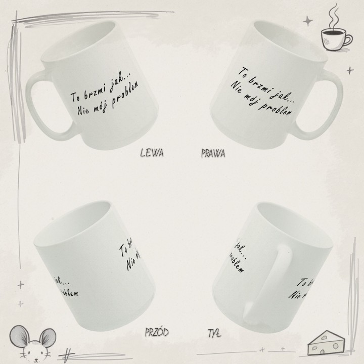 Kubek z napisem To brzmi jak... nie mój problem biurowy prezent