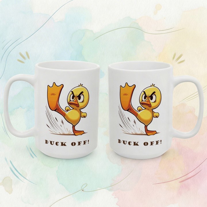 Kubek DUCK OFF z kaczką kung-fu – humorystyczny prezent dla osób z charakterem i granicami