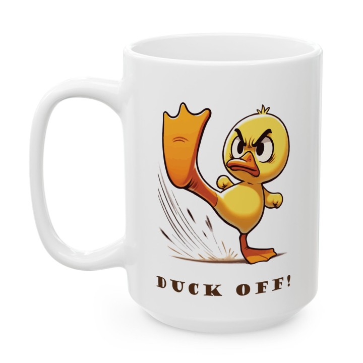 Kubek DUCK OFF z kaczką kung-fu – humorystyczny prezent dla osób z charakterem i granicami